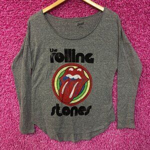 The Rolling Stones Hot Lips Rock Long Sleeve Scoopneck Top M